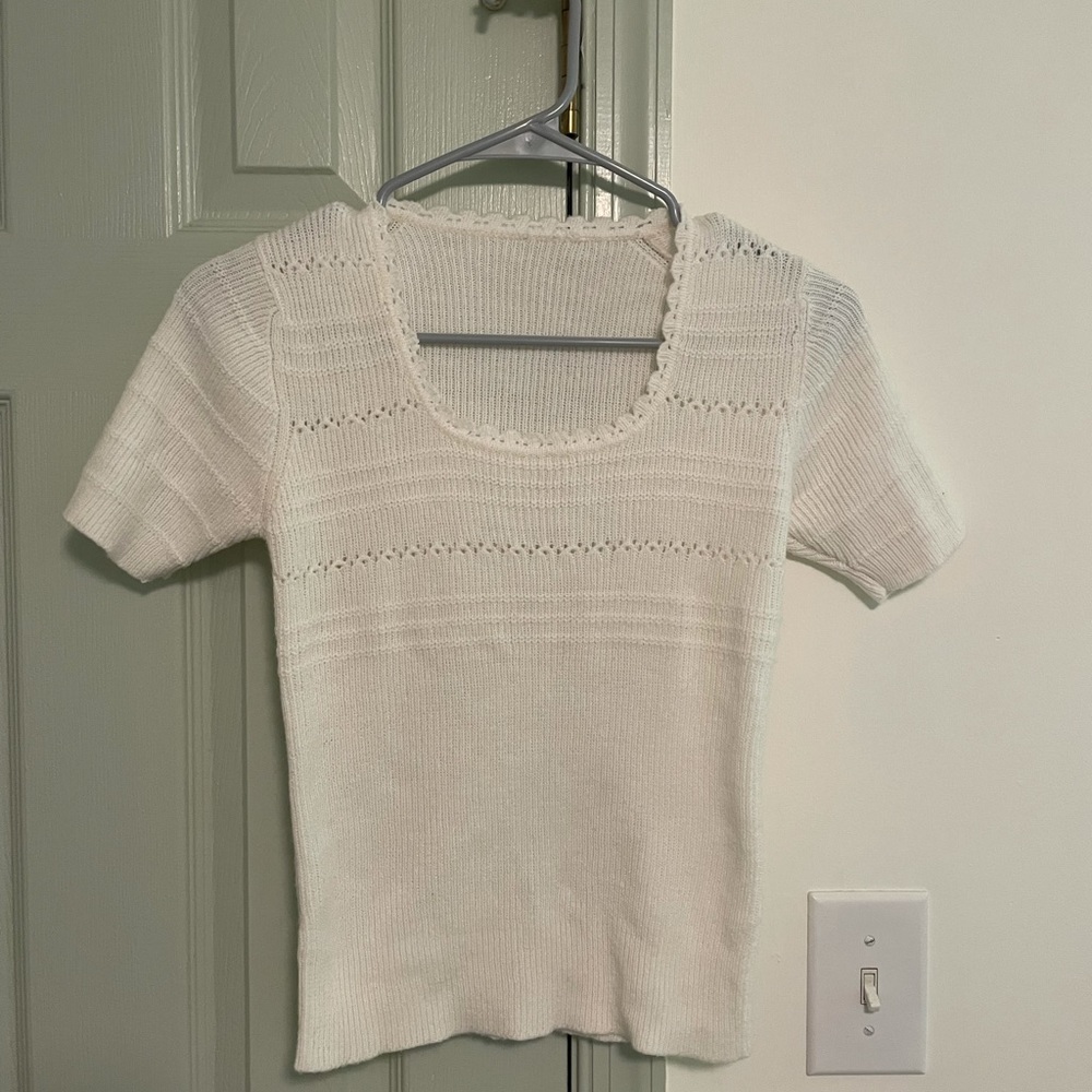 Crochet Knit White Cottagecore sweater top